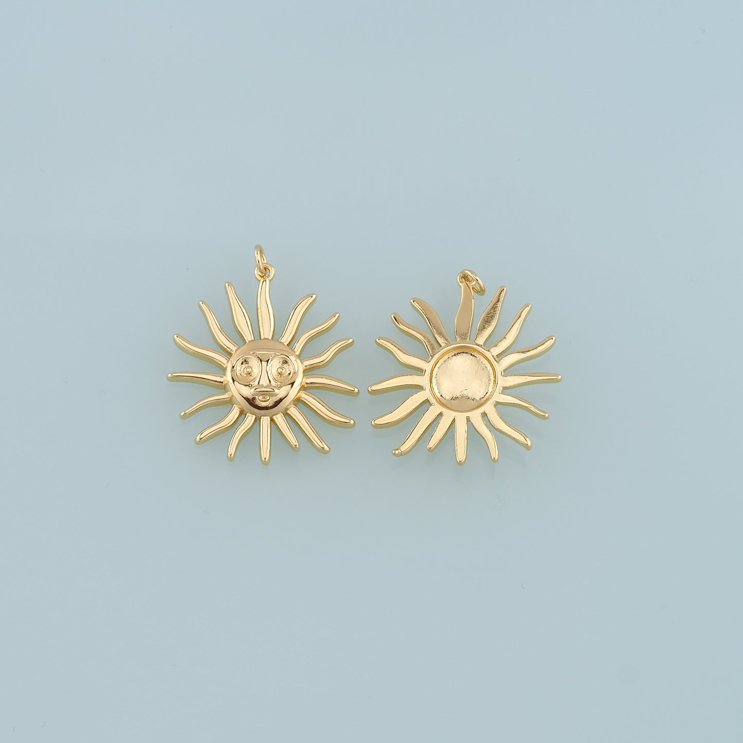18K Gold Filled Sun Pendant,Dainty Celestial Charm Bracelet Necklace for DIY Jewelry Making Supply