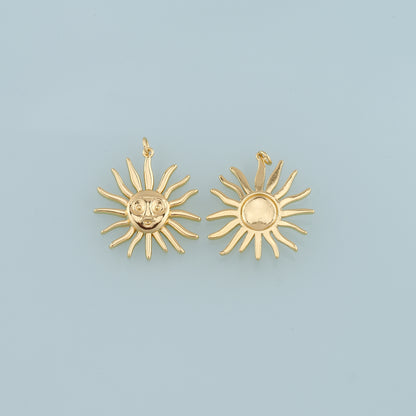 18K Gold Filled Sun Pendant,Dainty Celestial Charm Bracelet Necklace for DIY Jewelry Making Supply