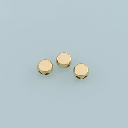 Gold Round Beads Charms,18K Gold Filled Round Flat Spacer beads Bracelet Necklace for DIY Jewelry Making Supply