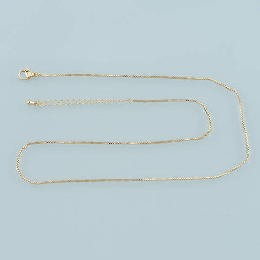 Gold Box Chain,18K Gold Filled Box for Necklace Bracelet DIY Jewelry Making Supply