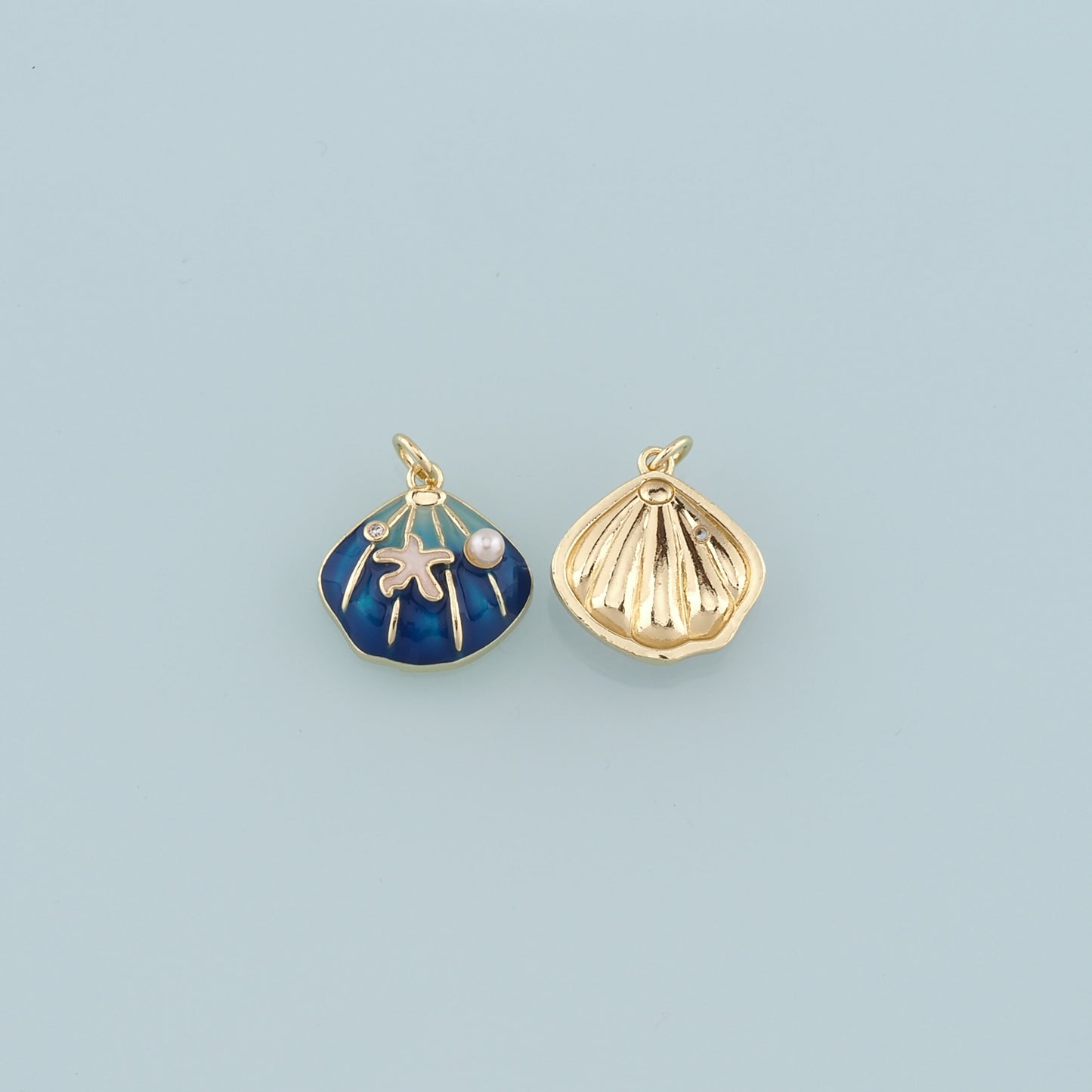 18K Gold Filled Pearl Shell Pendant,Enamel Starfish Charm Bracelet Necklace for DIY Jewelry Making Supply