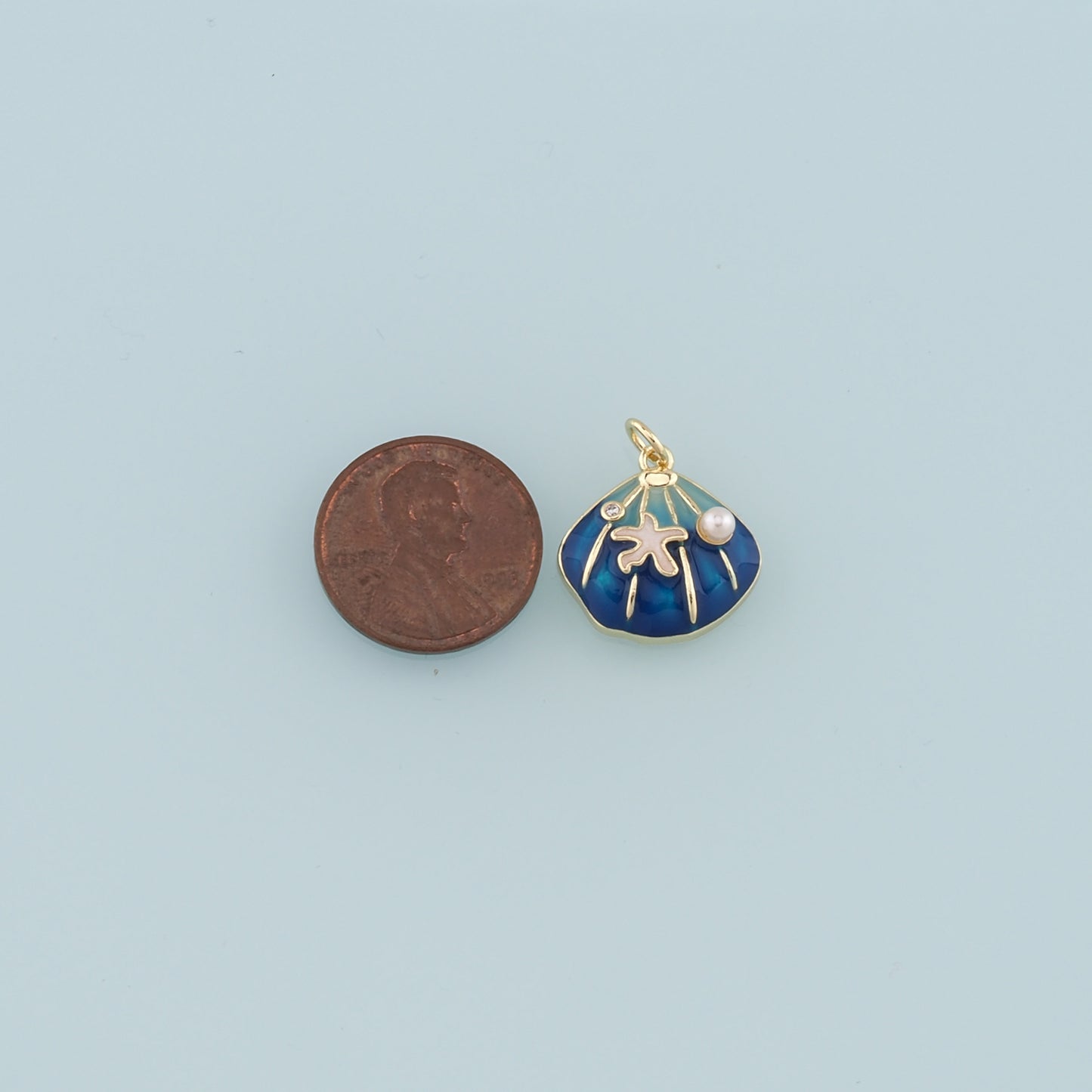18K Gold Filled Pearl Shell Pendant,Enamel Starfish Charm Bracelet Necklace for DIY Jewelry Making Supply