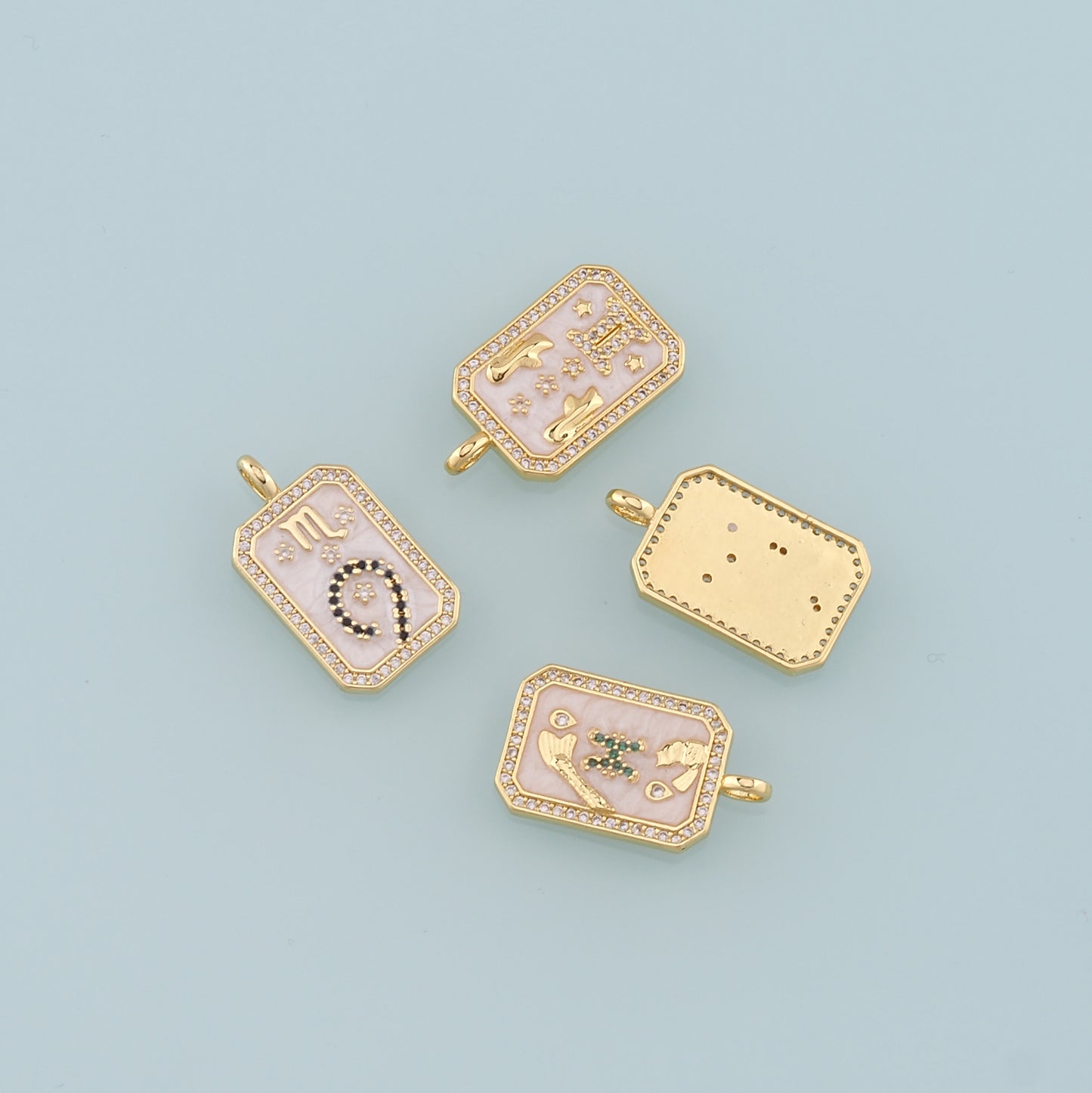 18K Gold Filled Zodiac Constellation Pendant,Enamel Constellation Charm Bracelet Necklace for DIY Jewelry Making Supply