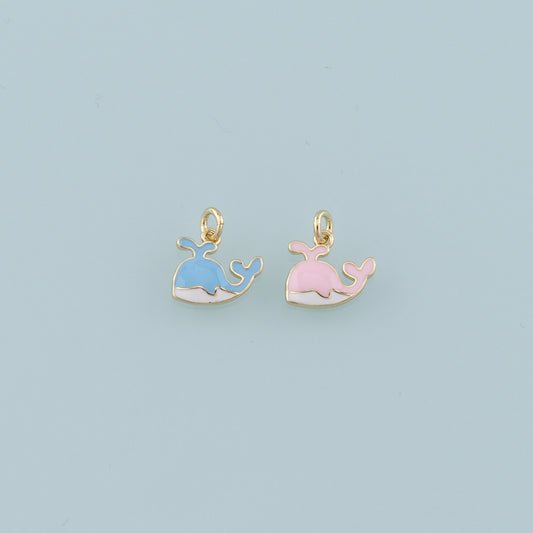 18K Gold Filled Whale Pendant,Enamel Whale Charm Bracelet Necklace for DIY Jewelry Making Supply
