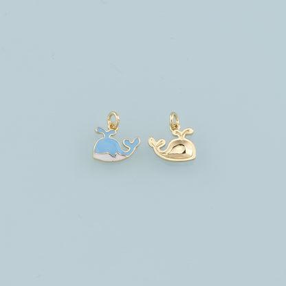 18K Gold Filled Whale Pendant,Enamel Whale Charm Bracelet Necklace for DIY Jewelry Making Supply