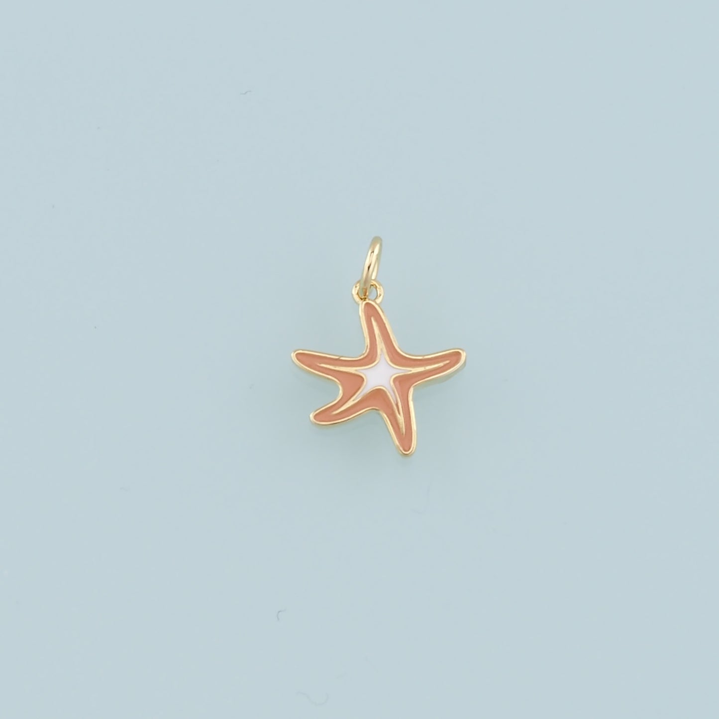 18K Gold Filled Starfish Pendant,Enamel Starfish Charm Bracelet Necklace for DIY Jewelry Making Supply