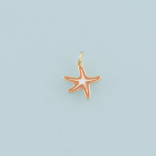 18K Gold Filled Starfish Pendant,Enamel Starfish Charm Bracelet Necklace for DIY Jewelry Making Supply