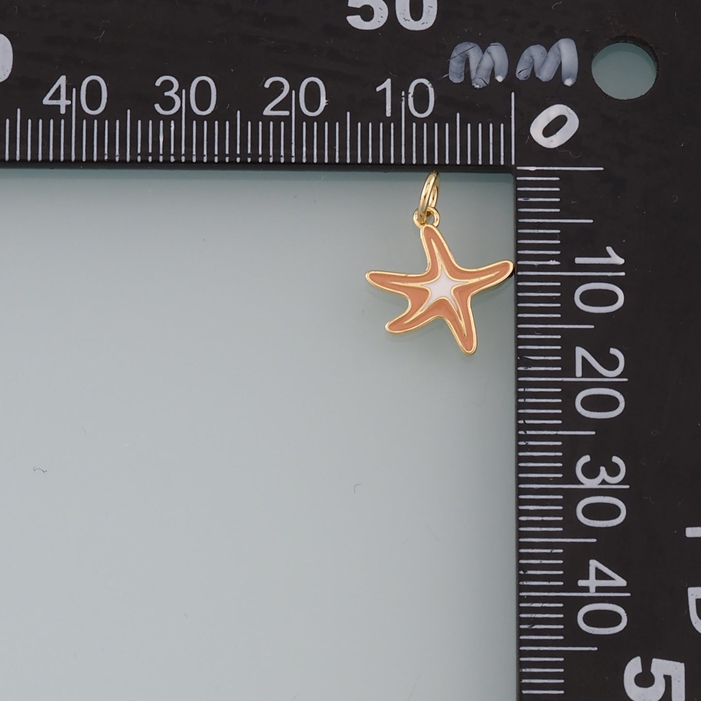 18K Gold Filled Starfish Pendant,Enamel Starfish Charm Bracelet Necklace for DIY Jewelry Making Supply