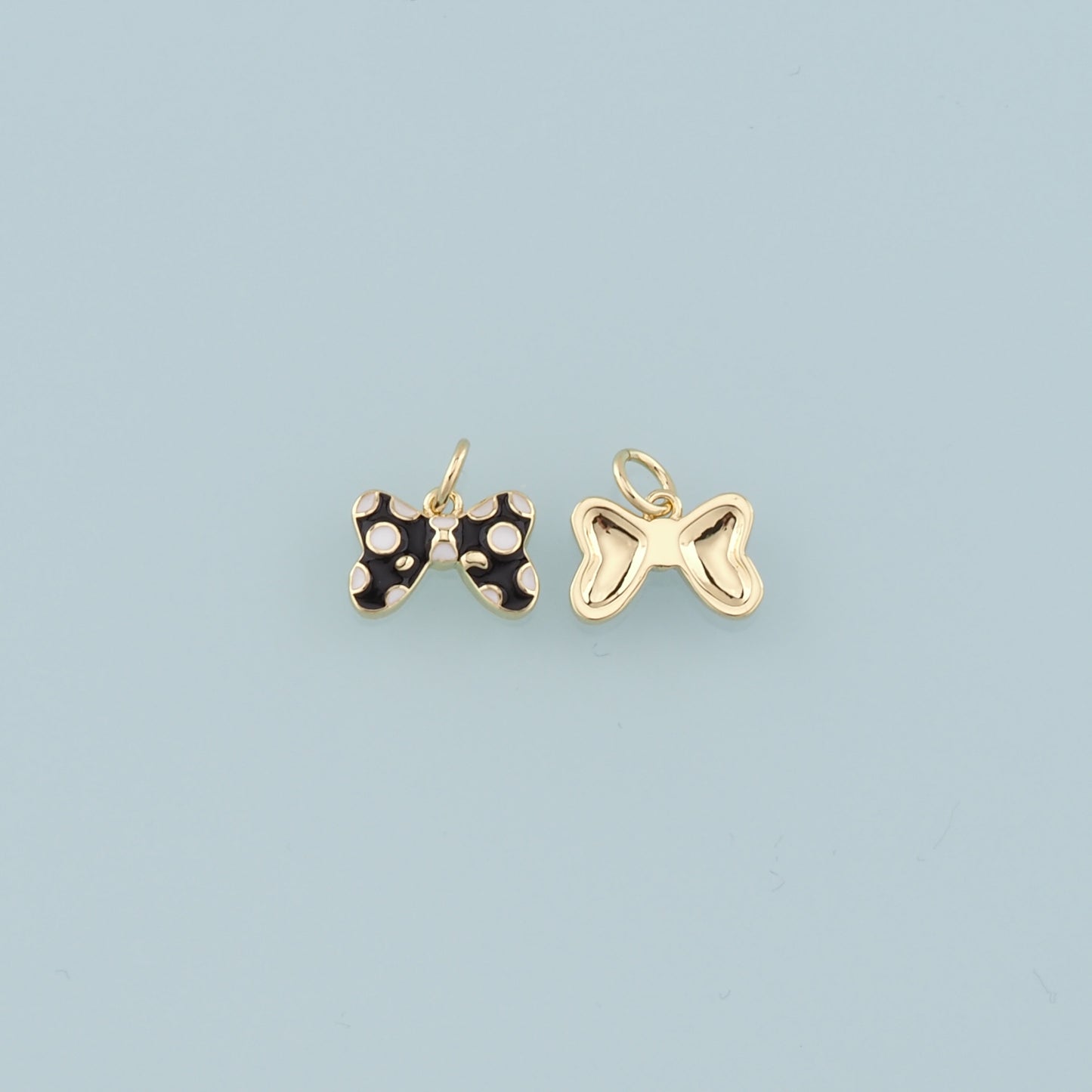 18K Gold Filled Bow Tie Pendant,Enamel Tie Charm Bracelet Necklace for DIY Jewelry Making Supply