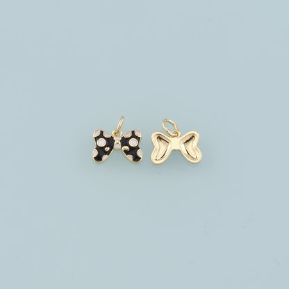 18K Gold Filled Bow Tie Pendant,Enamel Tie Charm Bracelet Necklace for DIY Jewelry Making Supply
