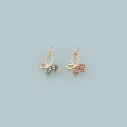 Gold Butterfly Charm,18K Gold Filled Butterfly Pendant,CZ Micro Pave Insect Charm Bracelet Necklace for DIY Jewelry Making Supply