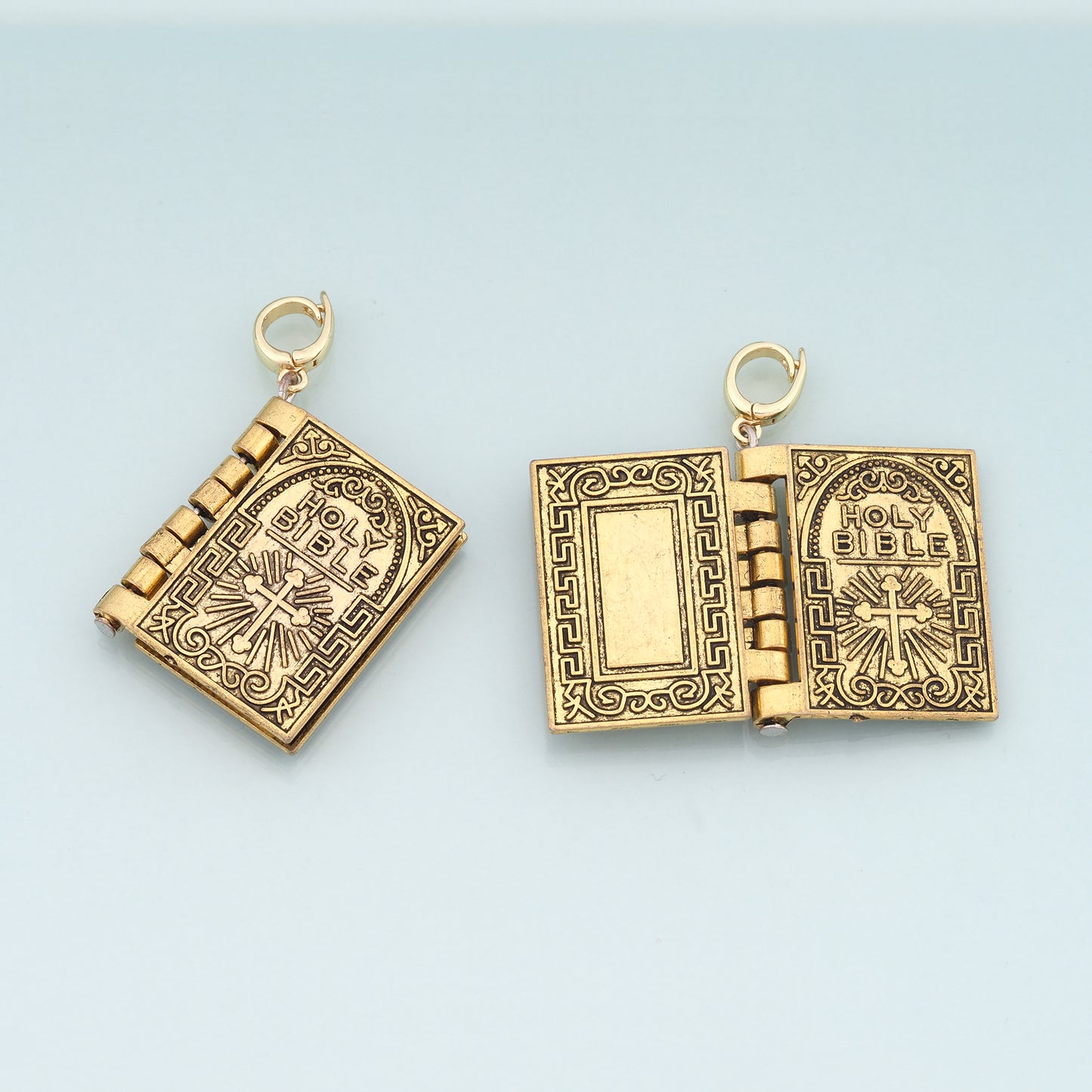 18K Gold Filled Bible Pendant,Religion Charm Bracelet Necklace for DIY Jewelry Making Supply