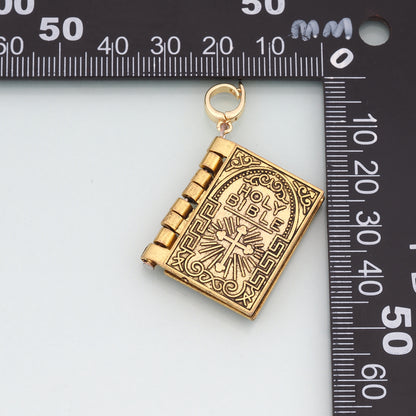 18K Gold Filled Bible Pendant,Religion Charm Bracelet Necklace for DIY Jewelry Making Supply