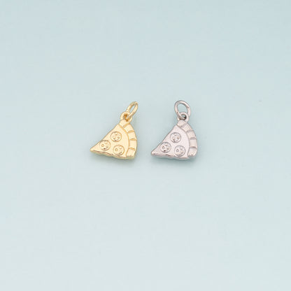 Gold Pizza Charms,18K Gold Filled Pizza Pendant,Dainty Gourmet Food Charm Bracelet Necklace for DIY Jewelry Making Supply