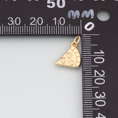 Gold Pizza Charms,18K Gold Filled Pizza Pendant,Dainty Gourmet Food Charm Bracelet Necklace for DIY Jewelry Making Supply