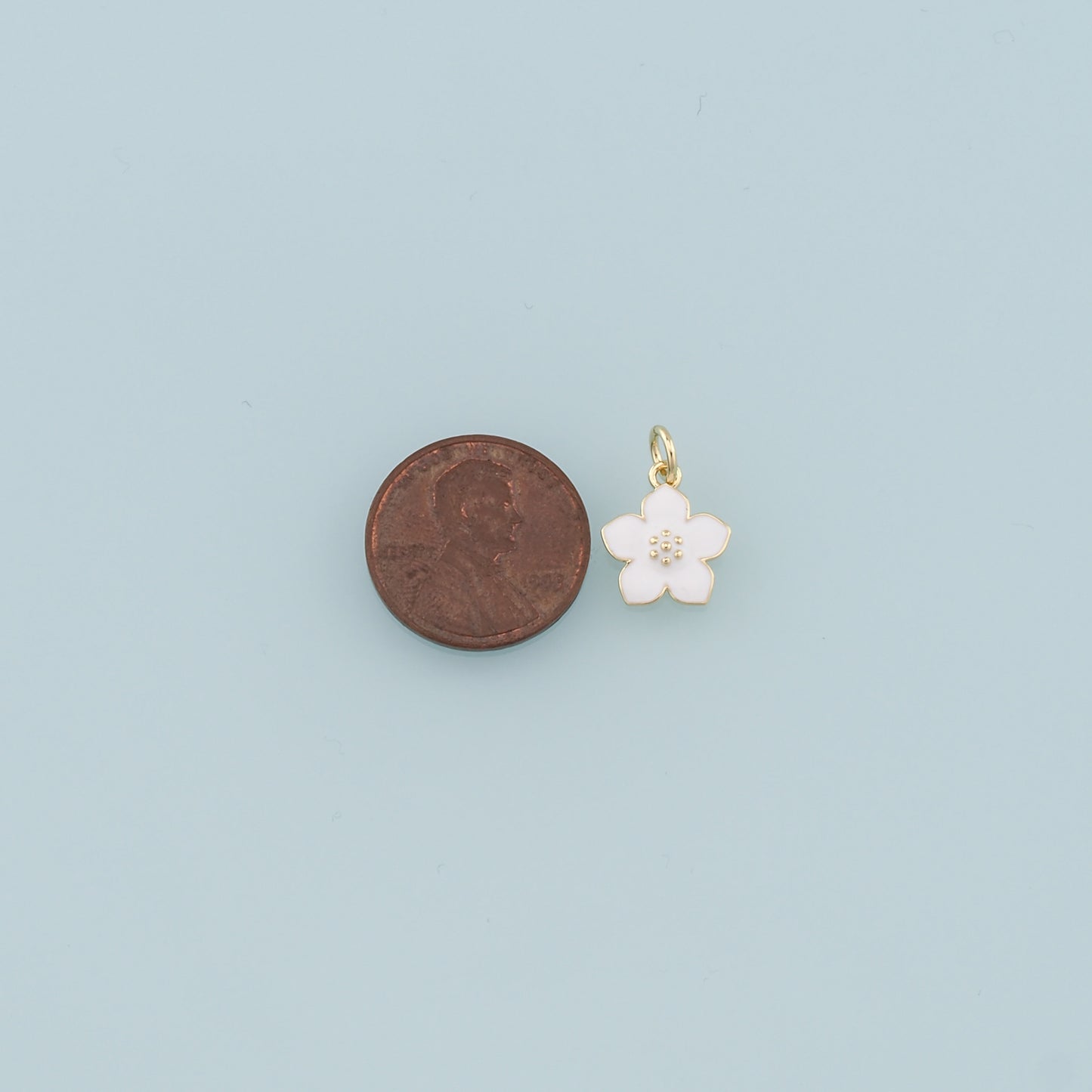 18K Gold Filled Flower Pendant,Enamel Flower Charm Bracelet Necklace for DIY Jewelry Making Supply