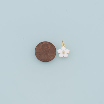 18K Gold Filled Flower Pendant,Enamel Flower Charm Bracelet Necklace for DIY Jewelry Making Supply