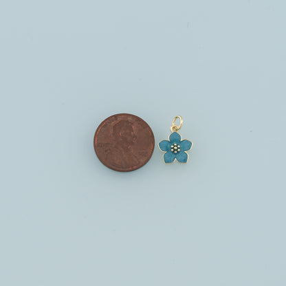 18K Gold Filled Flower Pendant,Enamel Flower Charm Bracelet Necklace for DIY Jewelry Making Supply