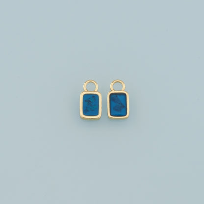 18K Gold Filled Rectangle Pendant,Enamel Rectangle Charm Bracelet Necklace for DIY Jewelry Making Supply