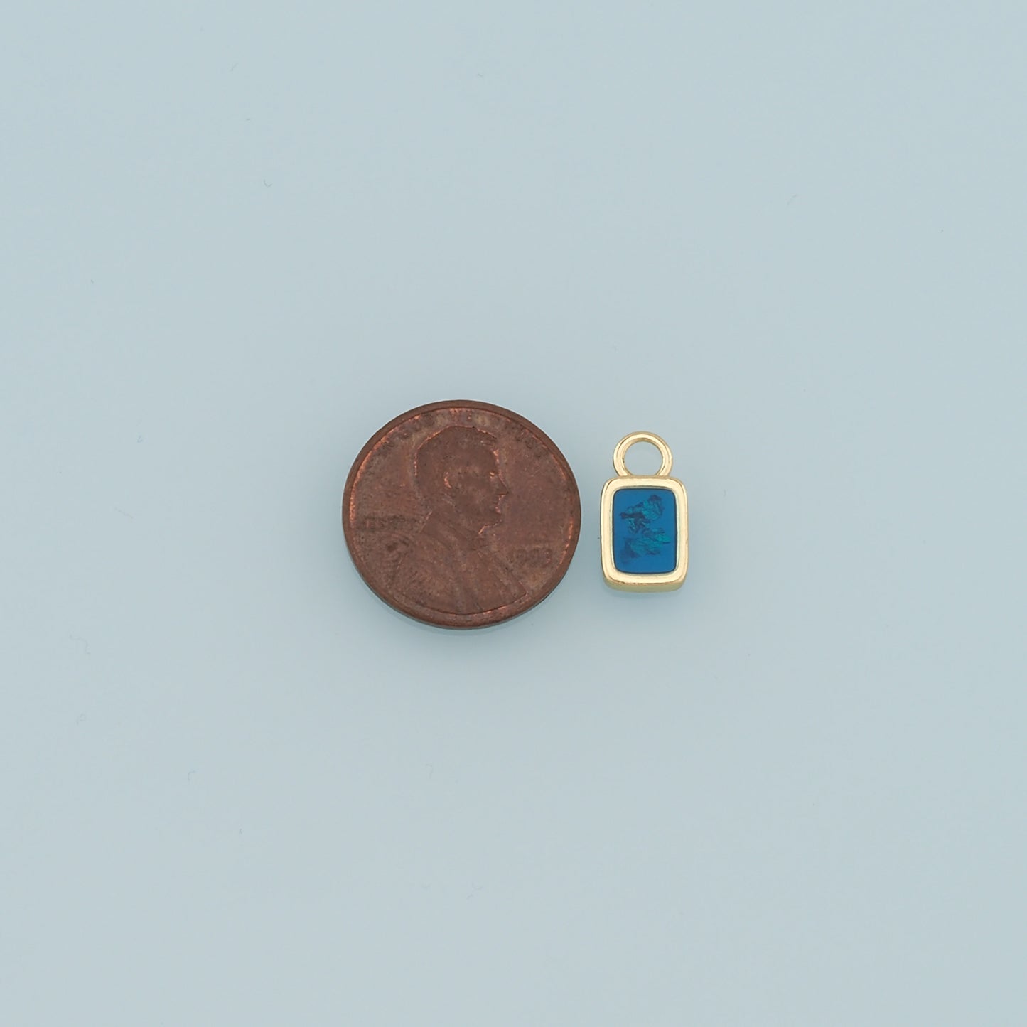 18K Gold Filled Rectangle Pendant,Enamel Rectangle Charm Bracelet Necklace for DIY Jewelry Making Supply