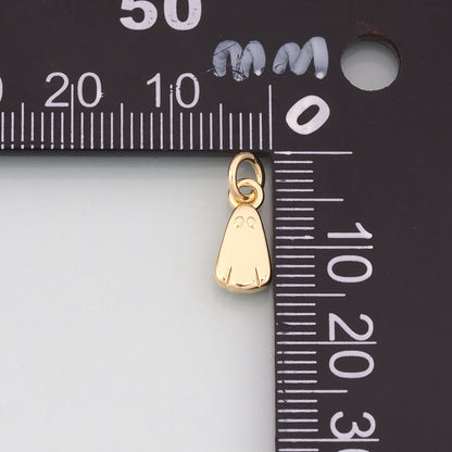 Gold Ghost Charms,18K Gold Filled Ghost Pendant,Halloween Charm Bracelet Necklace for DIY Jewelry Making Supply