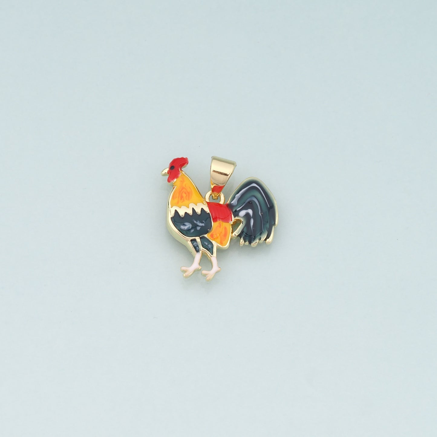 Gold Rooster Charms,18K Gold Filled Rooster Pendant,Enamel Animal Charm Bracelet Necklace for DIY Jewelry Making Supply