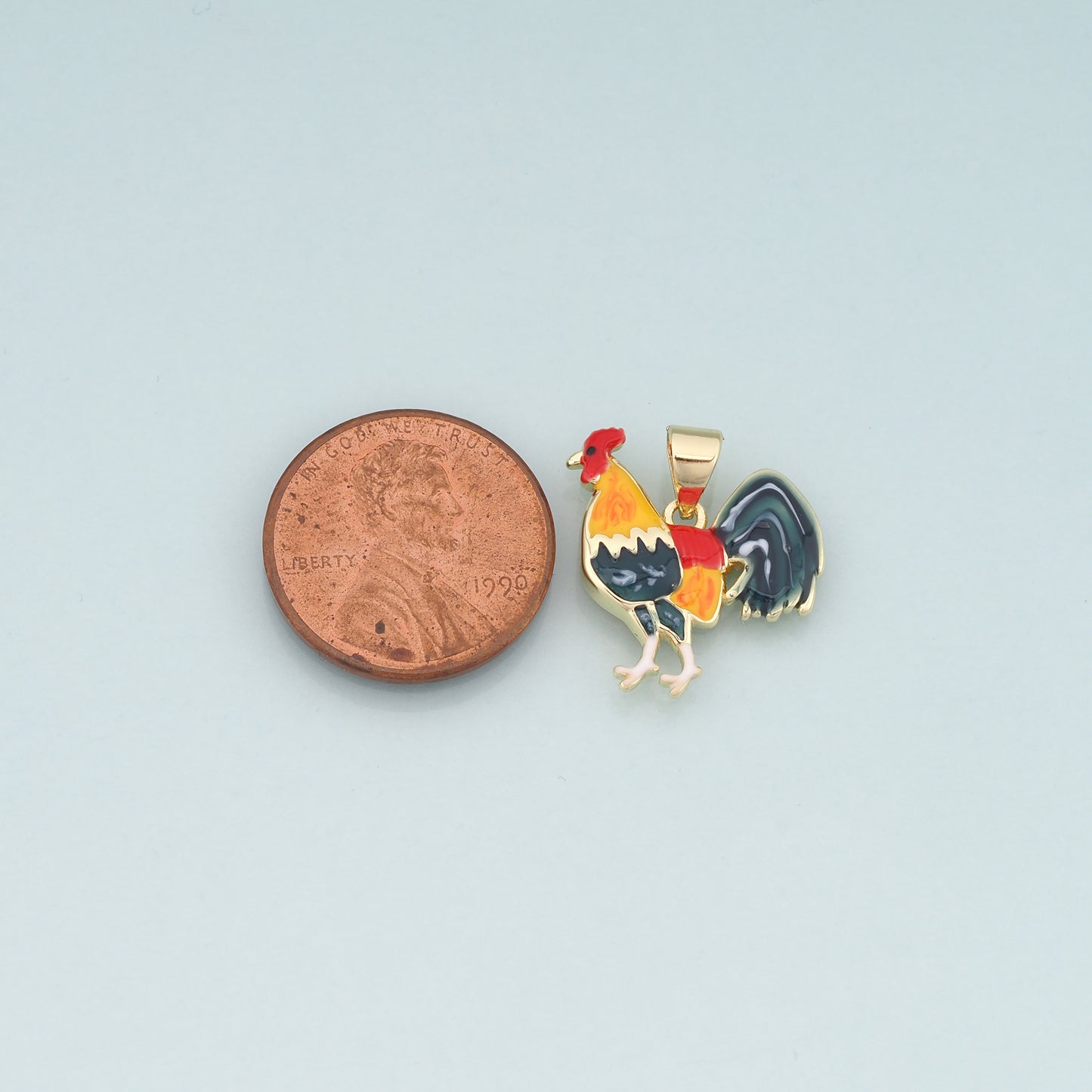 Gold Rooster Charms,18K Gold Filled Rooster Pendant,Enamel Animal Charm Bracelet Necklace for DIY Jewelry Making Supply