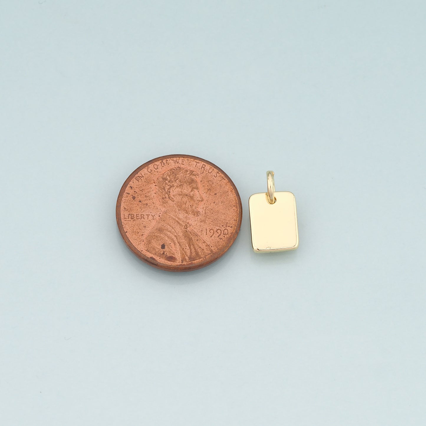 18K Gold Filled Rectangle Pendant,Dainty Rectangle Charm Bracelet Necklace for DIY Jewelry Making Supply