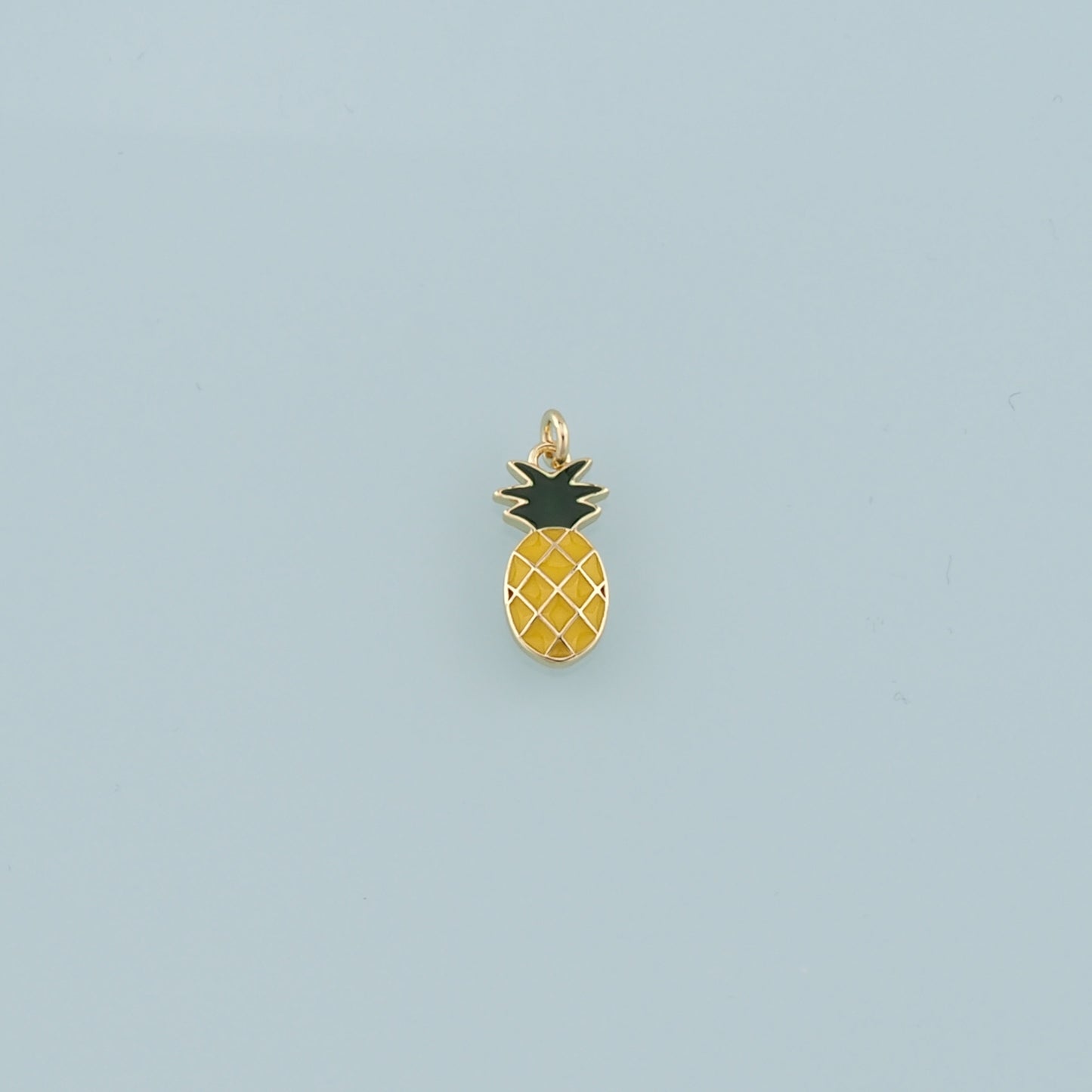 18K Gold Filled Pineapple Pendant,Enamel Fruit Charm Bracelet Necklace for DIY Jewelry Making Supply