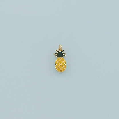 18K Gold Filled Pineapple Pendant,Enamel Fruit Charm Bracelet Necklace for DIY Jewelry Making Supply