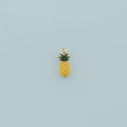 18K Gold Filled Pineapple Pendant,Enamel Fruit Charm Bracelet Necklace for DIY Jewelry Making Supply