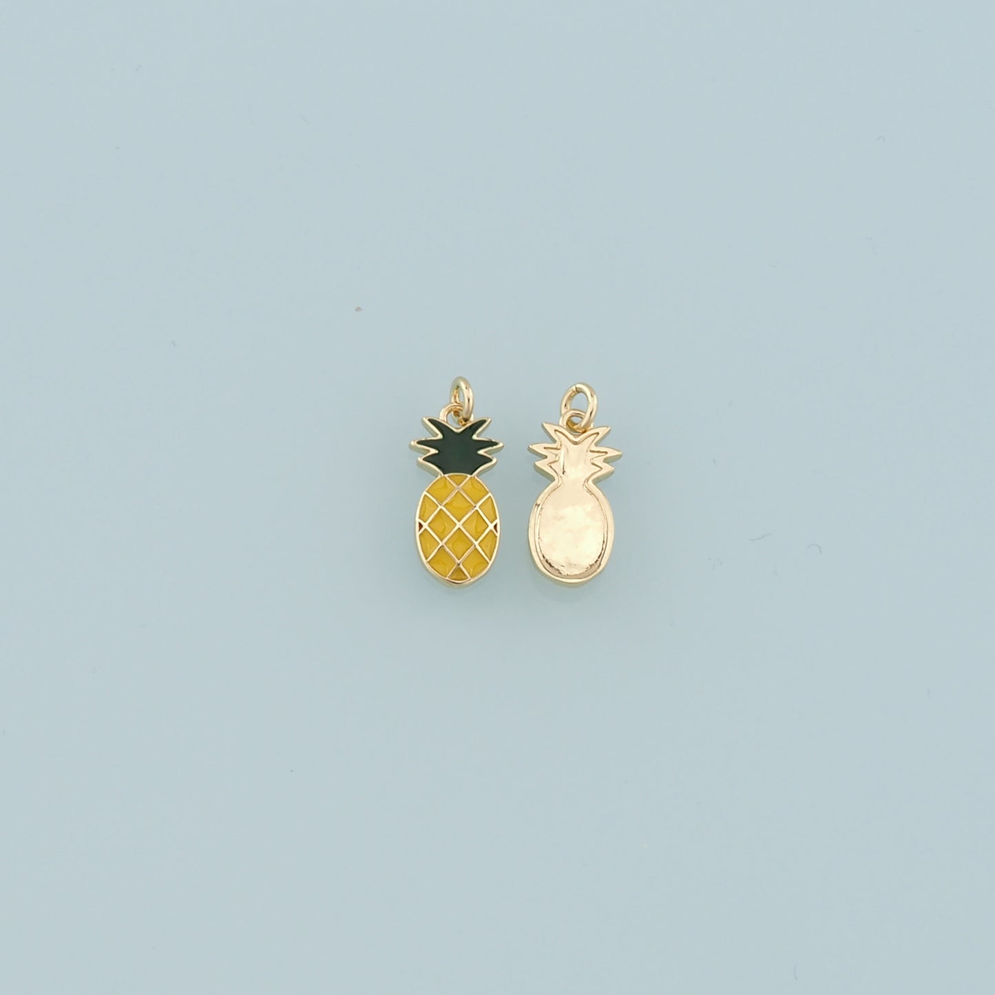 18K Gold Filled Pineapple Pendant,Enamel Fruit Charm Bracelet Necklace for DIY Jewelry Making Supply