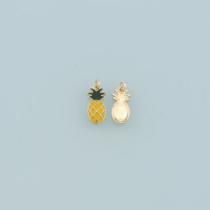 18K Gold Filled Pineapple Pendant,Enamel Fruit Charm Bracelet Necklace for DIY Jewelry Making Supply