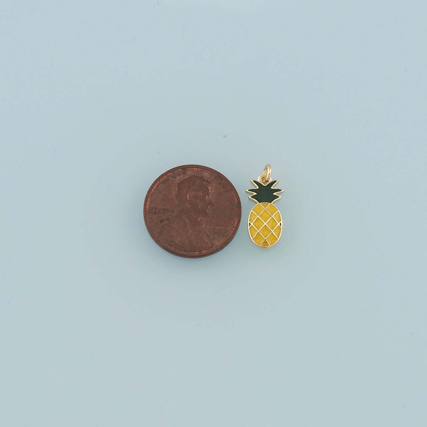 18K Gold Filled Pineapple Pendant,Enamel Fruit Charm Bracelet Necklace for DIY Jewelry Making Supply