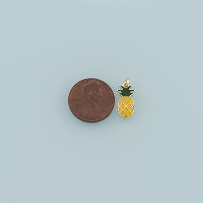 18K Gold Filled Pineapple Pendant,Enamel Fruit Charm Bracelet Necklace for DIY Jewelry Making Supply