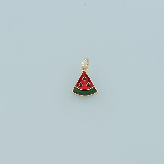 18K Gold Filled Watermelon Pendant,Enamel Fruit Charm Bracelet Necklace for DIY Jewelry Making Supply