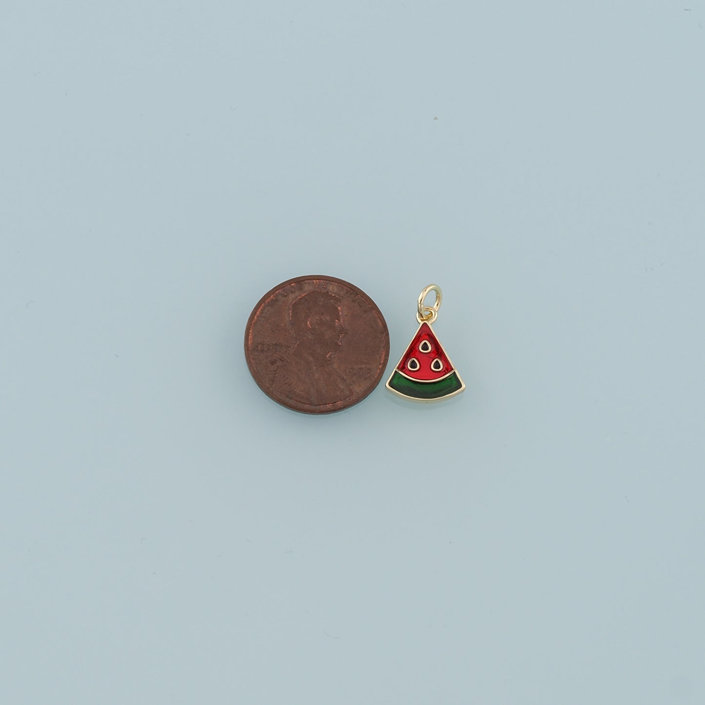 18K Gold Filled Watermelon Pendant,Enamel Fruit Charm Bracelet Necklace for DIY Jewelry Making Supply