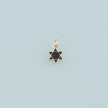 18K Gold Filled David Star Pendant,Enamel Star Charm Bracelet Necklace for DIY Jewelry Making Supply