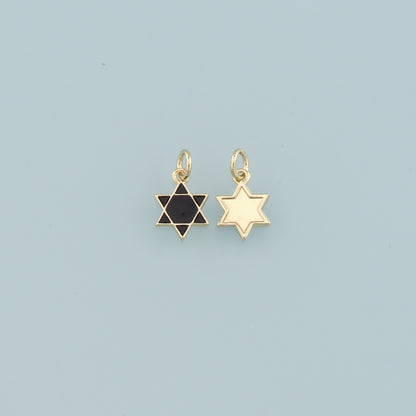 18K Gold Filled David Star Pendant,Enamel Star Charm Bracelet Necklace for DIY Jewelry Making Supply