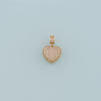 18K Gold Filled Heart Pendant,CZ Micro Pave Heart Charm Bracelet Necklace for DIY Jewelry Making Supply