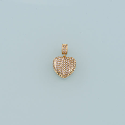 18K Gold Filled Heart Pendant,CZ Micro Pave Heart Charm Bracelet Necklace for DIY Jewelry Making Supply