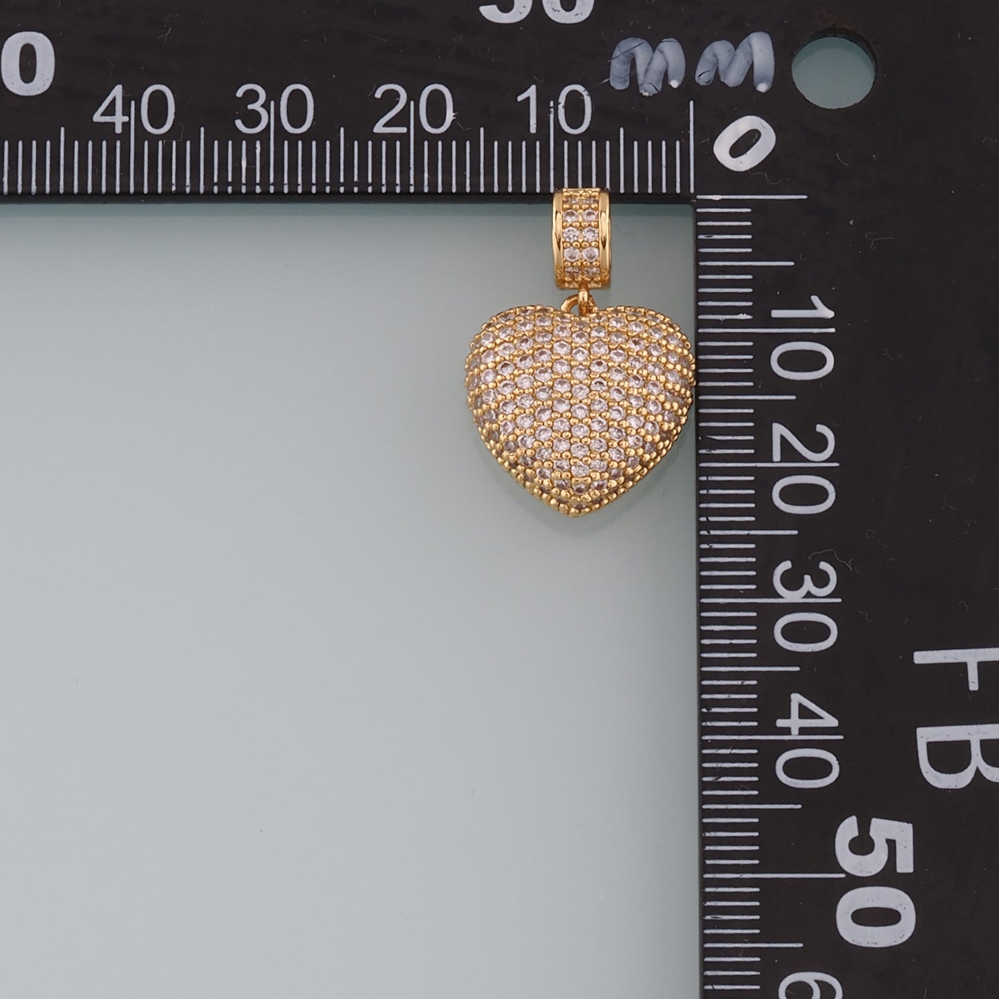18K Gold Filled Heart Pendant,CZ Micro Pave Heart Charm Bracelet Necklace for DIY Jewelry Making Supply