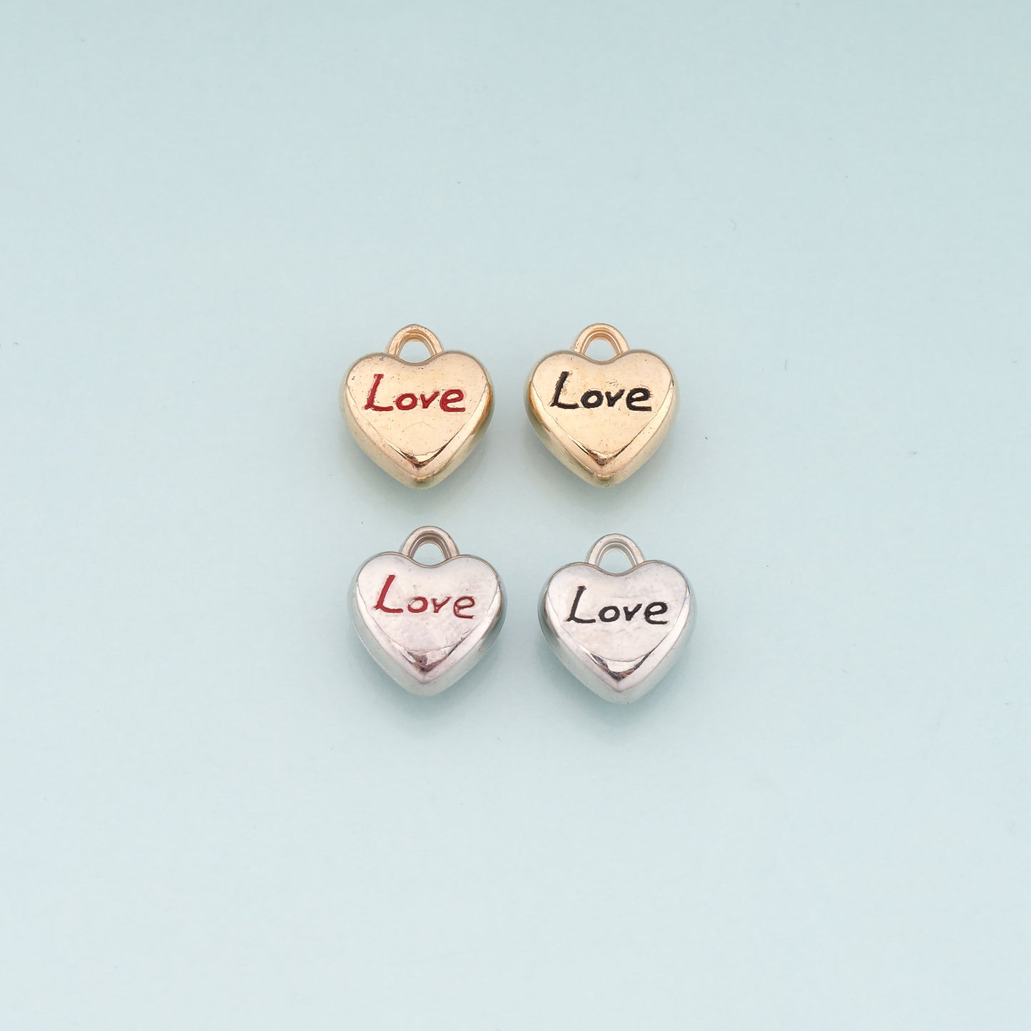 18K Gold Filled Heart Pendant,Enamel Love Charm Bracelet Necklace for DIY Jewelry Making Supply
