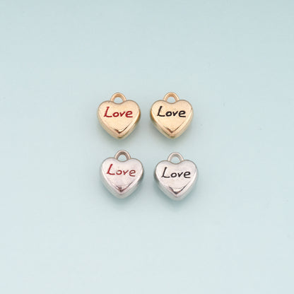18K Gold Filled Heart Pendant,Enamel Love Charm Bracelet Necklace for DIY Jewelry Making Supply