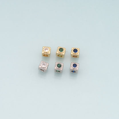 18K Gold Filled Square Spacer Beads Bracelet Necklace for DIY Jewelry Making Supply