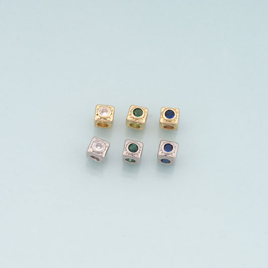 18K Gold Filled Square Spacer Beads Bracelet Necklace for DIY Jewelry Making Supply