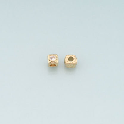 18K Gold Filled Square Spacer Beads Bracelet Necklace for DIY Jewelry Making Supply