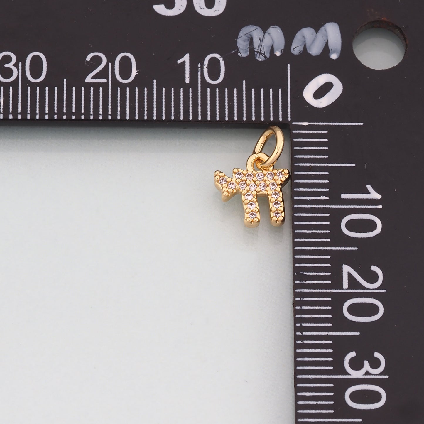18K Gold Filled Chai Pendant,CZ Micro Pave Chai Charm Bracelet Necklace for DIY Jewelry Making Supply