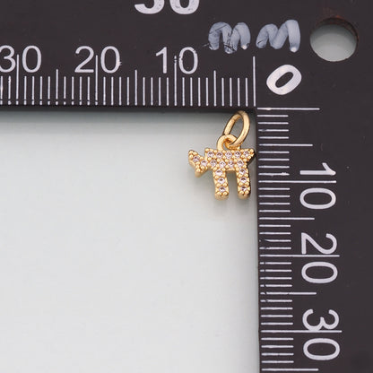18K Gold Filled Chai Pendant,CZ Micro Pave Chai Charm Bracelet Necklace for DIY Jewelry Making Supply