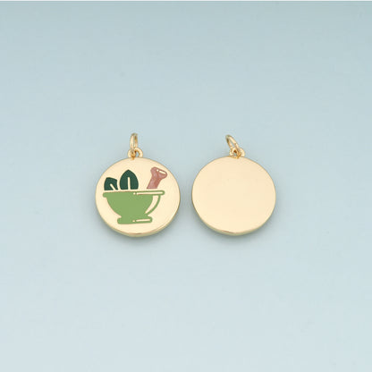 18K Gold Filled Ice Cream Cup Cream Pendant,Enamel Ice Cream Charm Bracelet Necklace for DIY Jewelry Making Supply